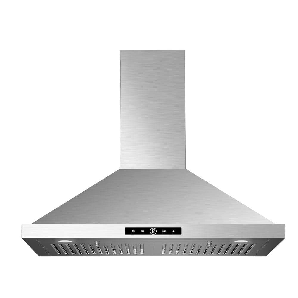 VIKIO 36 in. 500 CFM Convertible Wall Mount Range Hood in Stainless Steel with LED Lighting, Dishable Filter and Touch Control