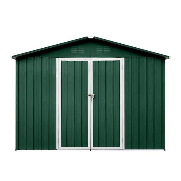Tatayosi 10 ft. W x 8 ft. D Green Metal Garden Sheds Outdoor Storage Sheds 74 sq. ft.