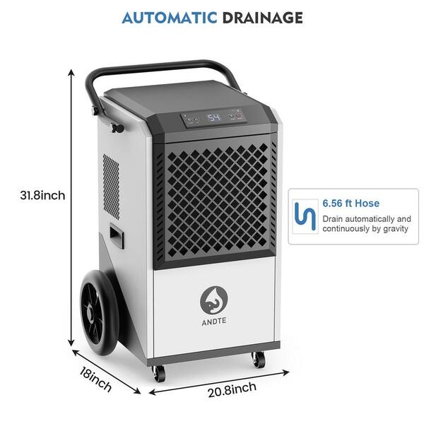 225 Pt. Commercial Dehumidifiers in Black with Handles and Wheels - White