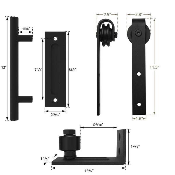 8 ft./96 in. Black Steel Bent Strap Sliding Barn Door Track and Hardware Kit with 12 in. Square Handle and Floor Guide 8 ft./96 in. Black Steel Bent Strap Sliding Barn Door Track and Hardware Kit with 12 in. Square Handle and Floor Guide