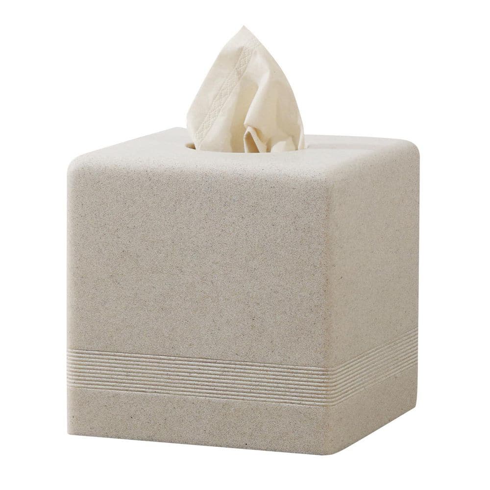 Beige Resin Square Tissue Box Cover, 5.5 in Cube Holder for Home Office Bathroom Decor price history on PriceWatchPro