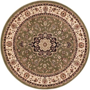 Barclay Medallion Kashan Green 5 ft. x 5 ft. Round Traditional Area Rug
