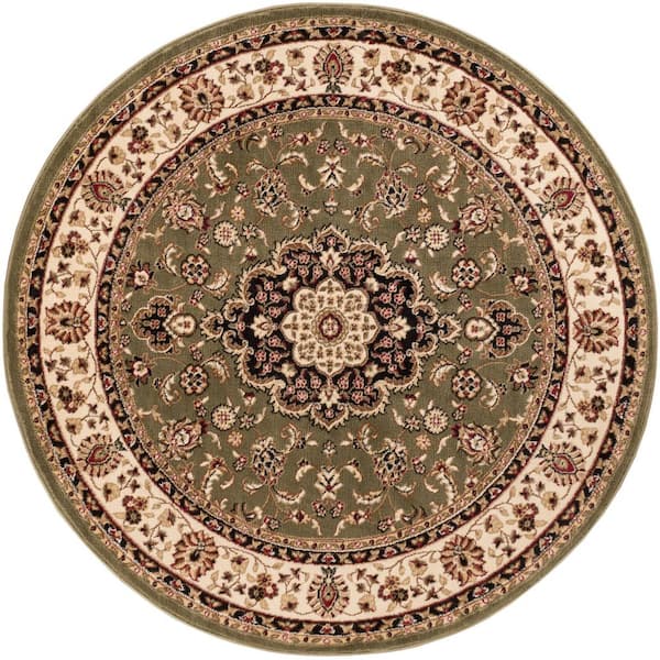 Well Woven Barclay Medallion Kashan Green 5 ft. x 5 ft. Round Traditional Area Rug