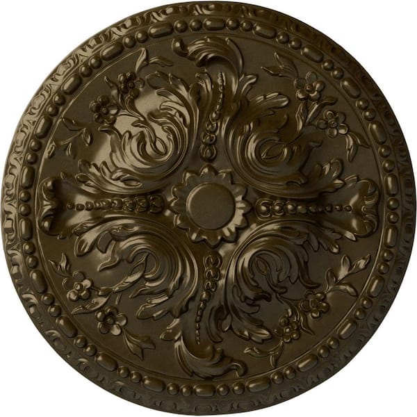 Ekena Millwork 19-5/8" x 3/4" Amelia Urethane Ceiling Medallion (Fits Canopies upto 2-3/8"), Brass
