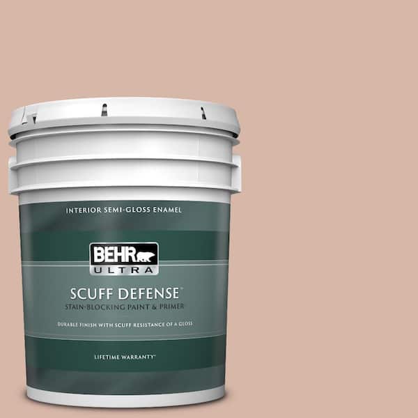 BEHR ULTRA 5 gal. #S190-3 Sedona Pink Extra Durable Semi-Gloss Enamel Interior Paint & Primer
