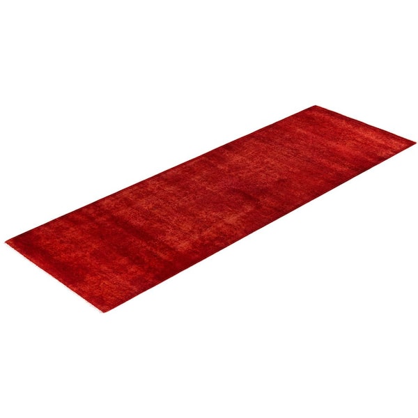 Overdyed Orange 3 ft. x 8 ft. Solid Wool Indoor Runner Rug