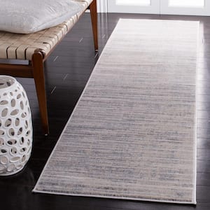 Carnegie Ivory/Gray 2 ft. x 8 ft. Distressed Striped Runner Rug