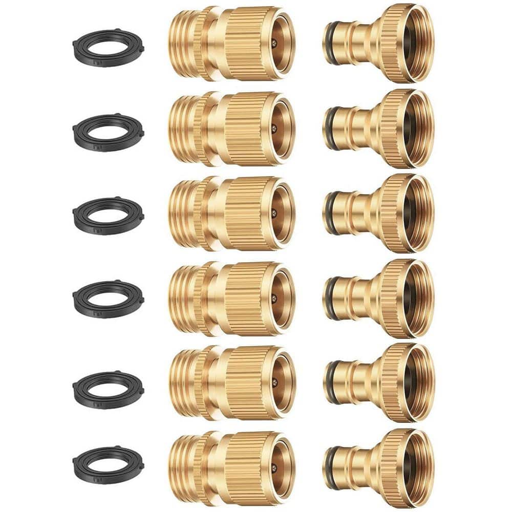 Garden Hose Quick Connector Set Solid Brass 3/4 Inch Thread Easy Connect No Leak Male Female Water Fittings 6 Set price history on PriceWatchPro
