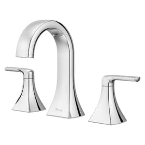 Bruxie 8 in. Adjustable Widespread Double Handle Bathroom Faucet with Drain Kit Included in Polished Chrome