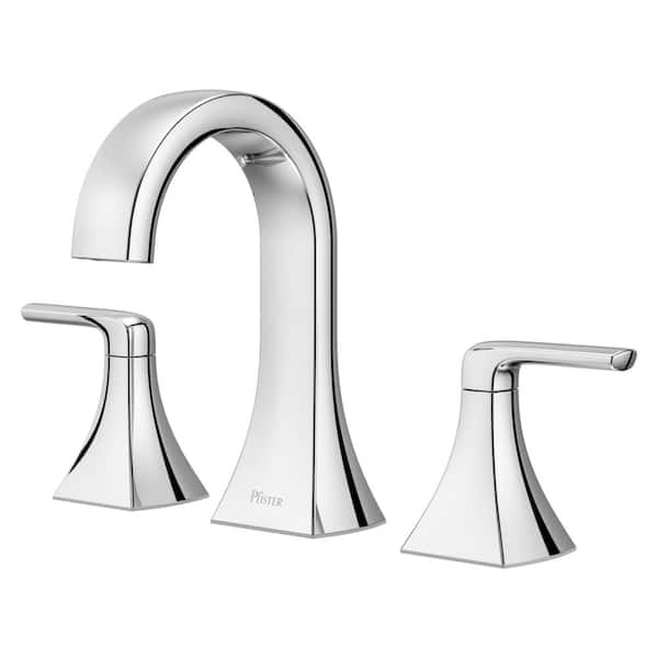 Pfister Bruxie 8 in. Adjustable Widespread Double Handle Bathroom Faucet with Drain Kit Included in Polished Chrome