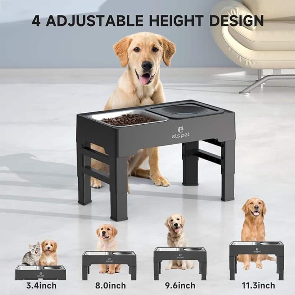Els Pet Elevated Stainless Steel Feeding Station with Dual Bowls