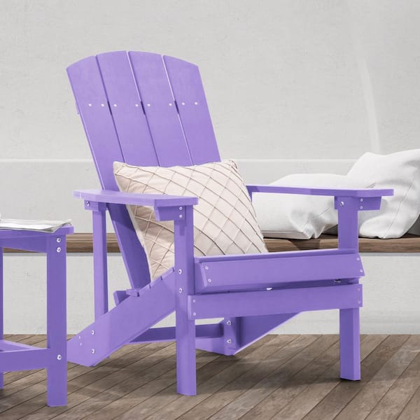 Sonkuki Recycled Plastic Weather-Resistant Outdoor Patio Adirondack Chair in Purple