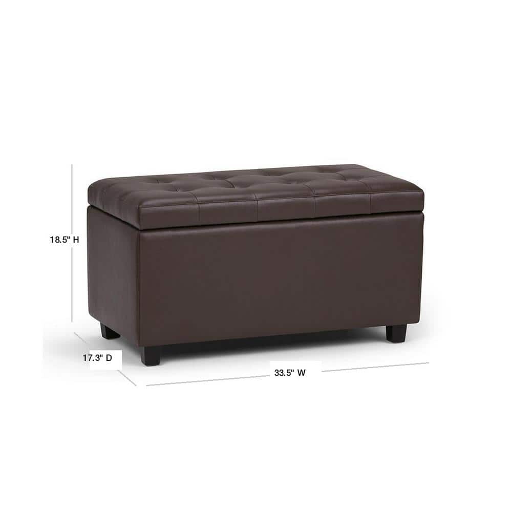 Cosmopolitan Chocolate Brown Tufted Faux Leather Storage Ottoman