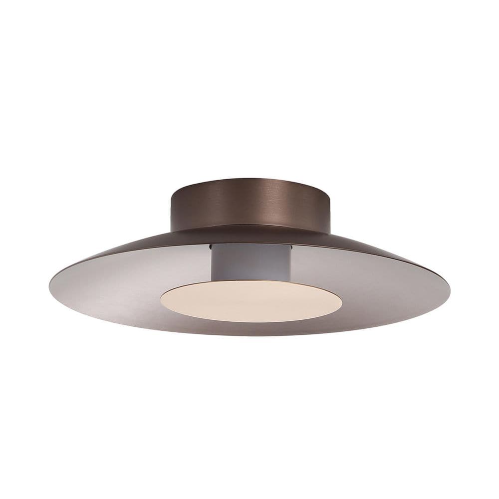 Luma 11.75 in. 12-Watt Soft Modern Coffee Silver Integrated LED Flush Mount with French Gold Shade price history on PriceWatchPro
