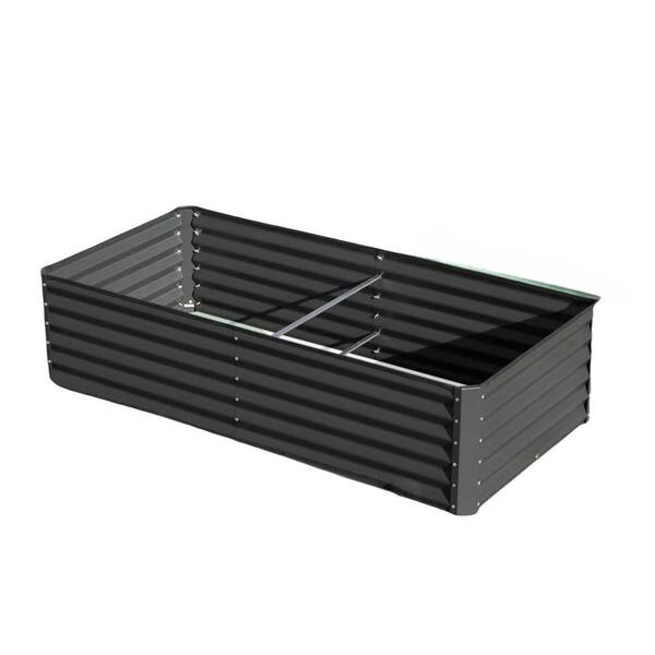 Unbranded 6 ft. x 3 ft. x 1.5 ft. Galvanized Raised Garden Bed, Square Outdoor Planter Garden Boxes Large Metal Planter Box, Gray