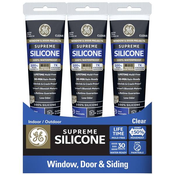 GE Supreme Silicone 2.8 oz. Clear Window and Door Caulk (12-Pack)