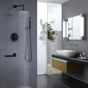 Single-Handle 3-Spray Round High Pressure Tub and Shower Faucet in Matte Black (Valve Included)