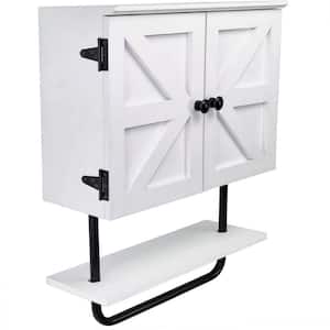 16.75 in. W x 8 in. D x 20.75 in. H White Bathroom Wall Cabinet with Adjustable Shelf and Towel Bar