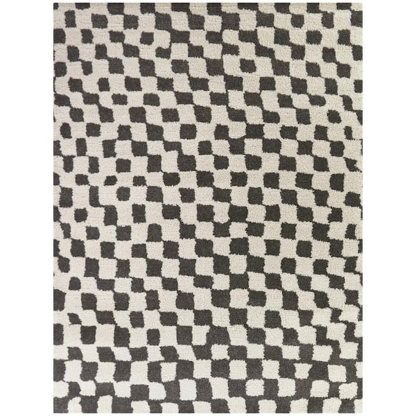 Dietrich Dark Grey 8 ft. x 10 ft. Checkered Area Rug