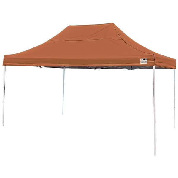 ShelterLogic 10 ft. x 15 ft. W Pro Straight-Leg Pop-Up Canopy w/Terracotta Cover, Storage Bag, and 4-Position-Adjustable Steel Frame