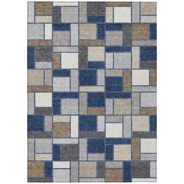 Chantille Machine Washable Indoor/Outdoor Abstract ACN3110 Navy 10 ft. x 14 ft. Area Rug