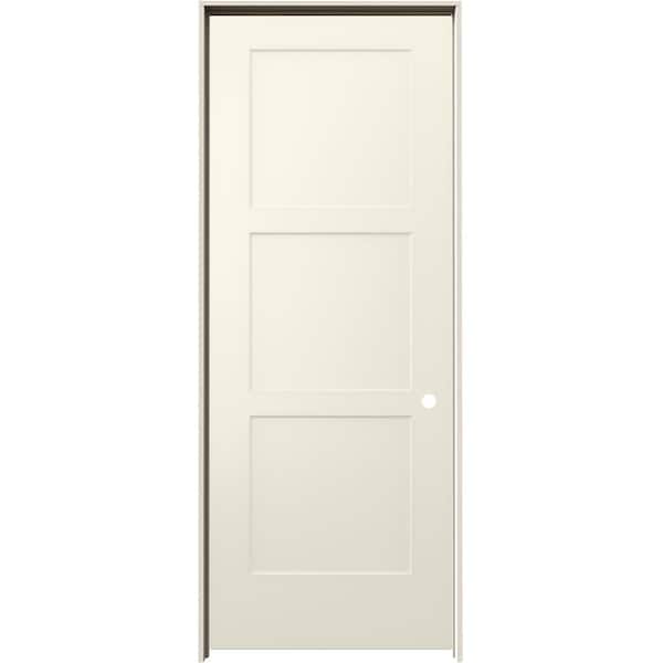 JELD-WEN 32 in. x 80 in. Birkdale French Vanilla Paint Left-Hand Smooth Solid Core Molded Composite Single Prehung Interior Door