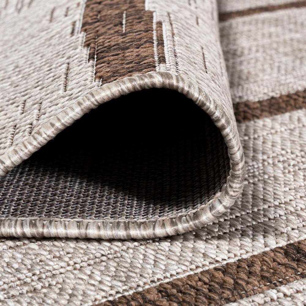 Ivory Berber-Inspired Stripe Synthetic 5x8 Area Rug