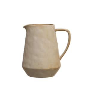 80 fl. oz. Beige Reactive Glaze Stoneware Pitcher