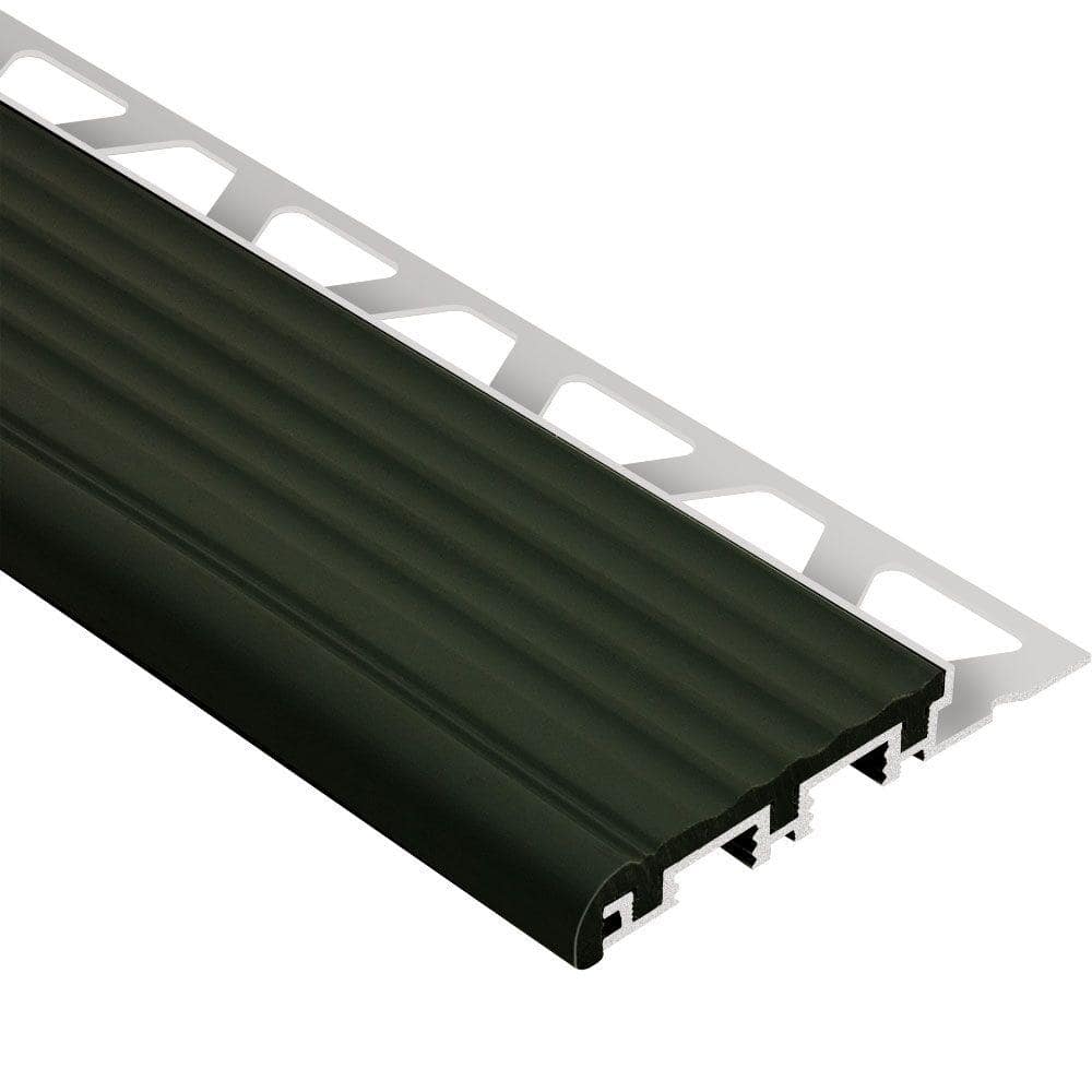 Trep-B Aluminum with Black Insert 3/8 in. x 8 ft. 2-1/2 in. Metal Stair Nose Tile Edging Trim price history on PriceWatchPro