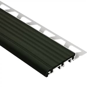 Trep-B Aluminum with Black Insert 3/8 in. x 8 ft. 2-1/2 in. Metal Stair Nose Tile Edging Trim