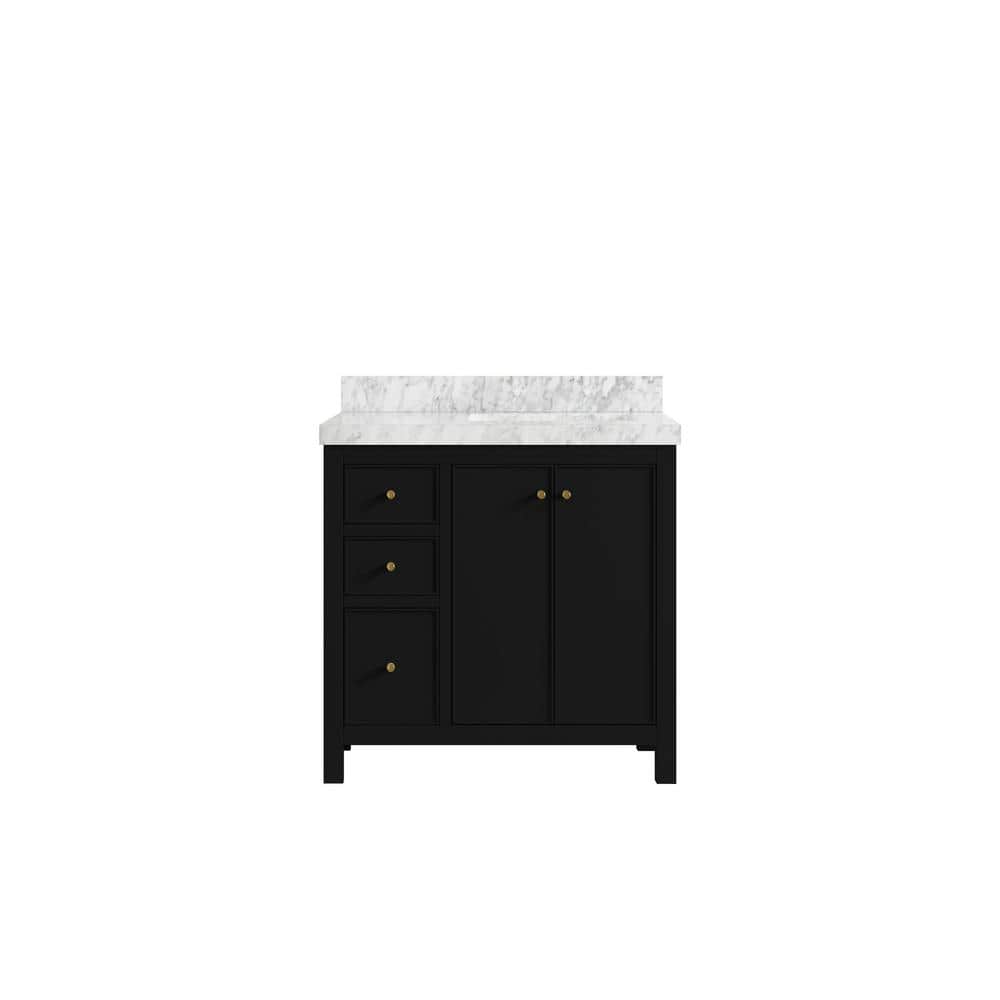 Chicago 36 in. W x 22 in. D x 36 in. H Single Right Offset Sink Bath Vanity in Black with 2 in. Carrara Marble Top price history on PriceWatchPro