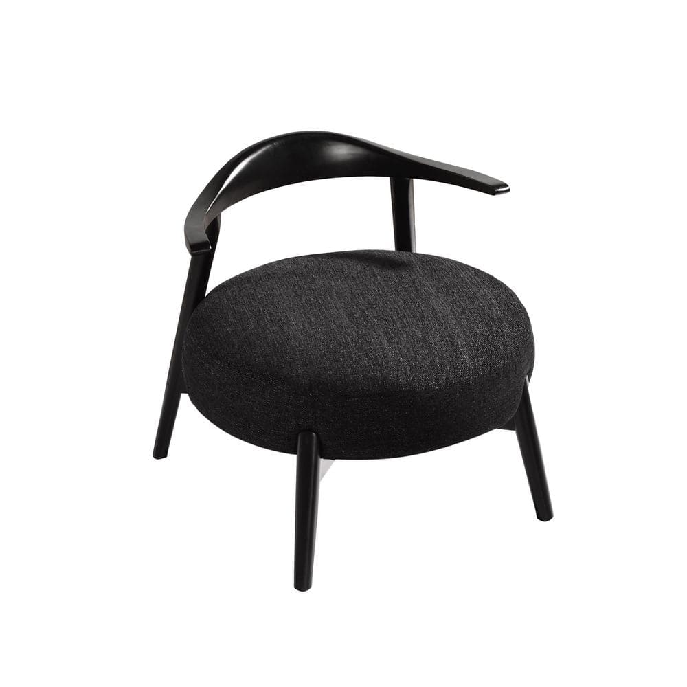 Modern Black Accent Chair, Birch Wood and Fabric, Wide Seat, Foam Cushion, 