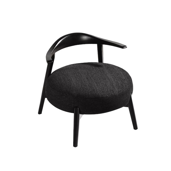 Modern Black Accent Chair, Birch Wood and Fabric, Wide Seat, Foam Cushion, for Living Room, Bedroom, or Study