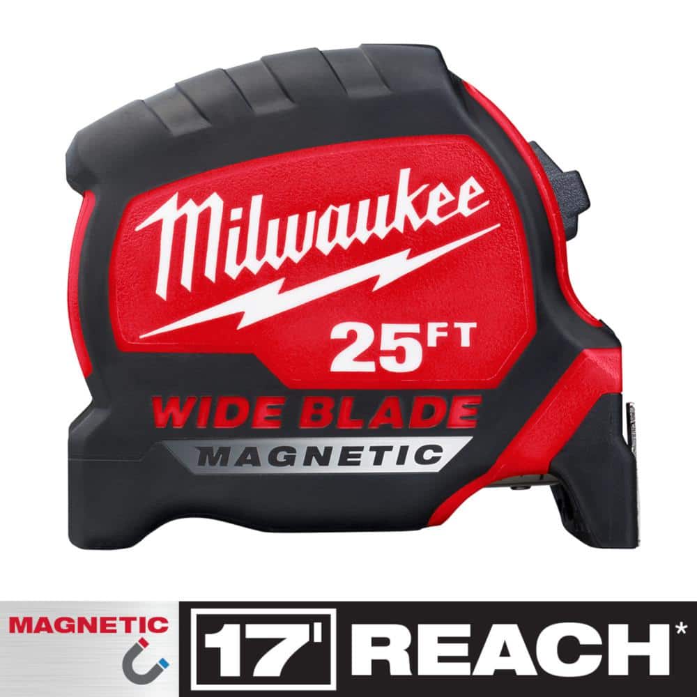 Milwaukee 25 ft. x 1-5/16 in. Wide Blade Magnetic Tape Measure with 17 ft.  Reach 48-22-0225M - The Home Depot