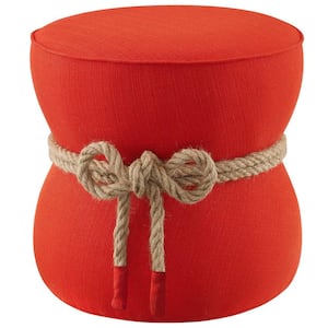 Beat Atomic Red Nautical Rope Upholstered Fabric Ottoman