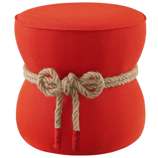 MODWAY Beat Atomic Red Nautical Rope Upholstered Fabric Ottoman
