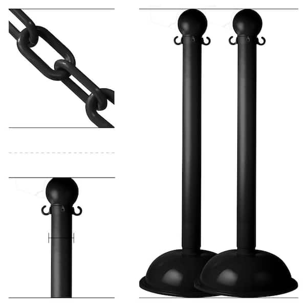 Black Heavy Duty Stanchion & Chain Kit (2-Pack)