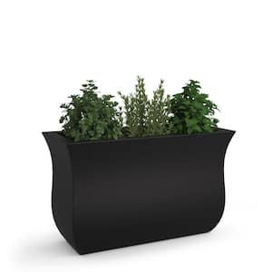 Valencia 36 in. x 16 in. x 22 in. Black Long Polyethylene Planter