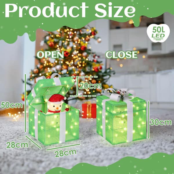 Karl home 12 in. Green Motorized Gift Box Christmas Decorations
