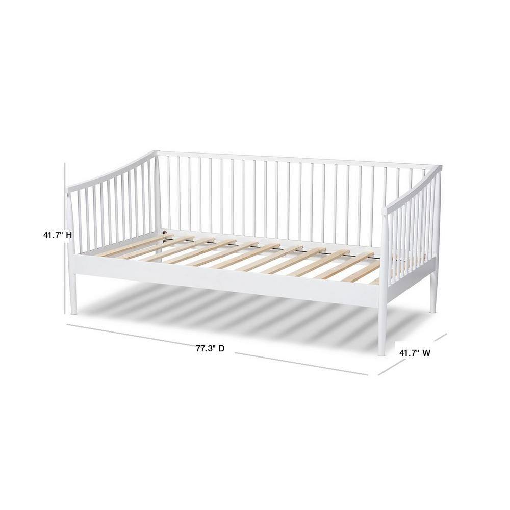 White Twin Wood Spindle Daybed with Upholstered Frame