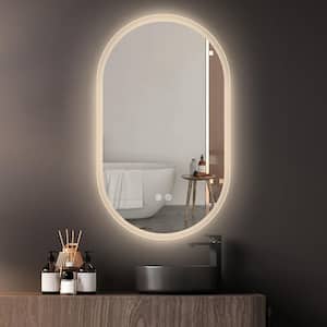 24 in. W x 40 in. H Large Oval Backlit Frameless Wall Mounted Smart Anti-Fog Lighted Bathroom Vanity Mirror in Sliver