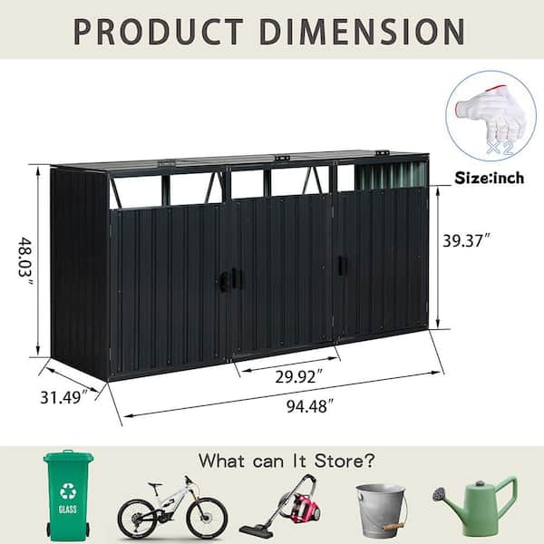 8 ft. W x 3 ft. D Iron Shed with Double Door (24 sq. ft. )