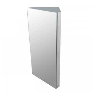 Stacey 11-7/8 in. Width x 23-5/8 in. Height Corner Polished Stainless Steel Medicine Cabinet Recessed or Surface Mount
