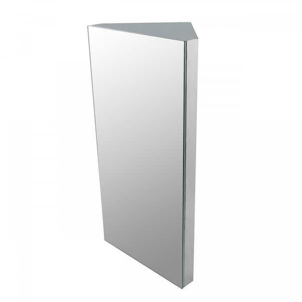 RENOVATORS SUPPLY MANUFACTURING Stacey 11-7/8 in. Width x 23-5/8 in. Height Corner Polished Stainless Steel Medicine Cabinet Recessed or Surface Mount
