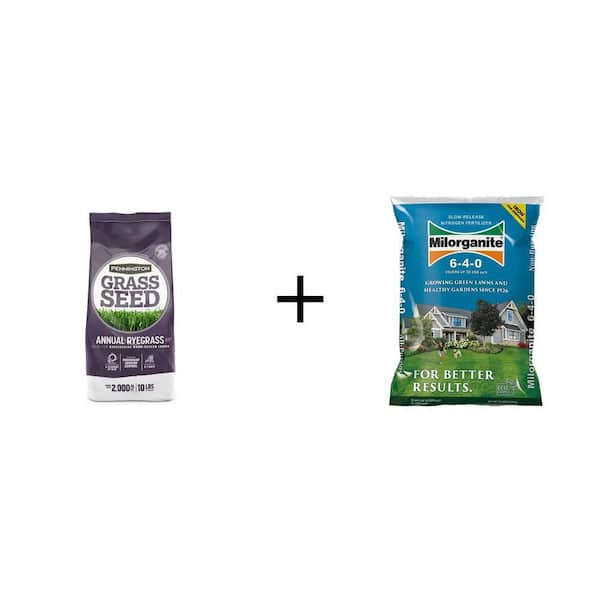 Annual Ryegrass 10 lb Grass Seed and 32 lb Organic Slow-Release 6-4-0 Lawn Fertilizer Combo
