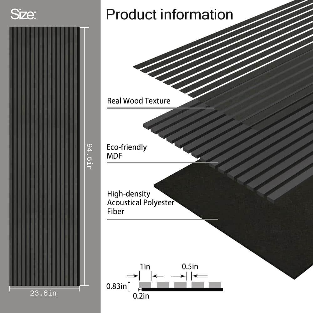 Black Oak 94.5'' x 23.6'' 3D Acoustic Wall Panels