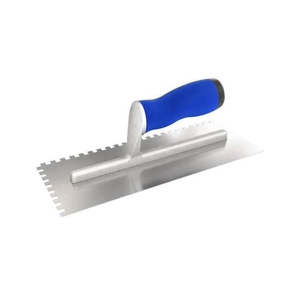 Bon Tool 11 in. x 4-1/2 in. Square-Notched Margin Trowel with Notch Size 3/16 in. x 1/8 in. x 3/16 in. with Comfort Grip Handle