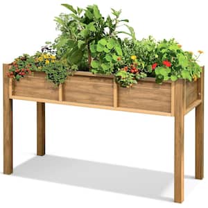 47 in. x 17 in. Brown Plastic Garden Raised Planter Box with Drainage Holes