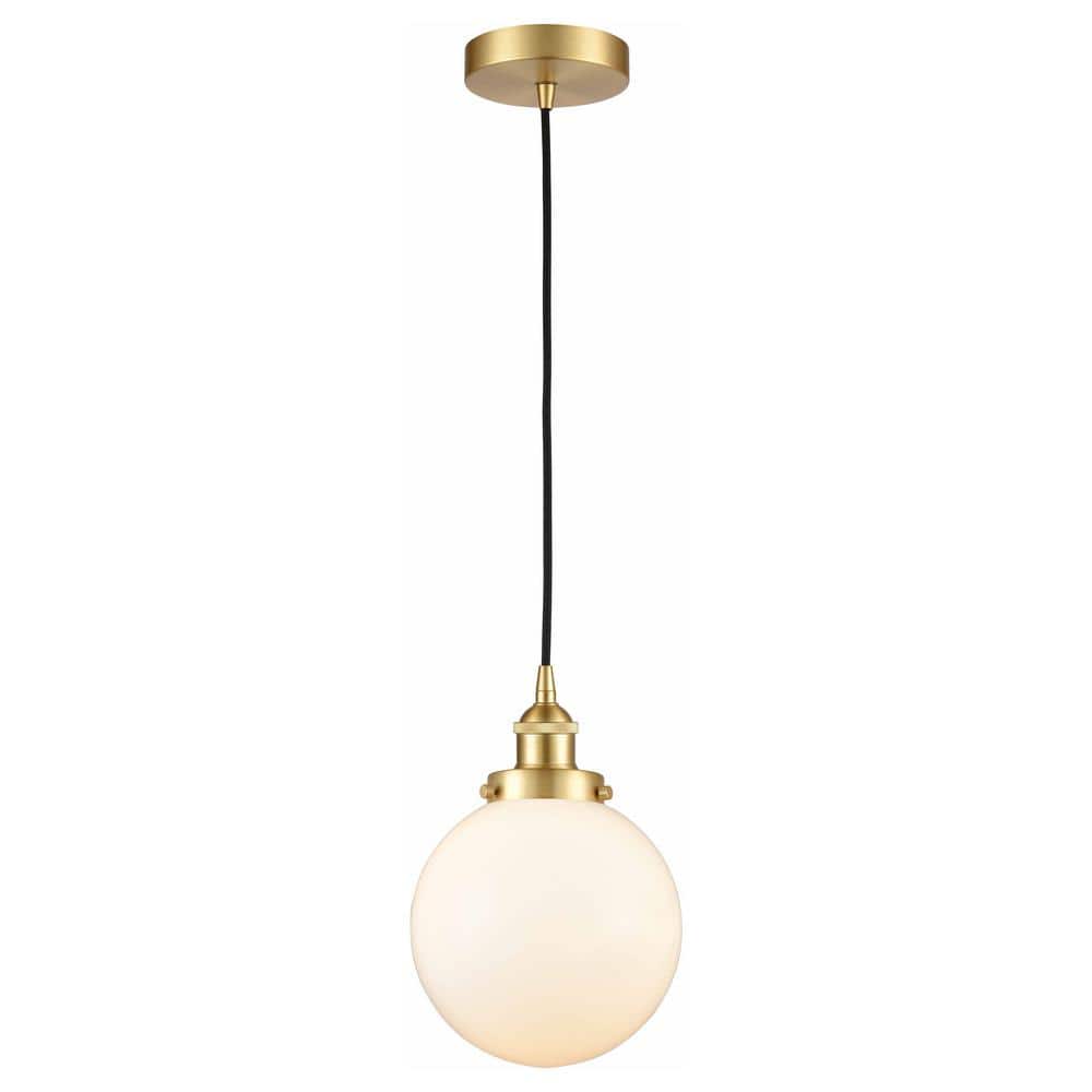 Beacon 60-Watt 1-Light Satin Gold Standard Mini Pendant Light with Painted Glass Shade, No Bulbs Included price history on PriceWatchPro