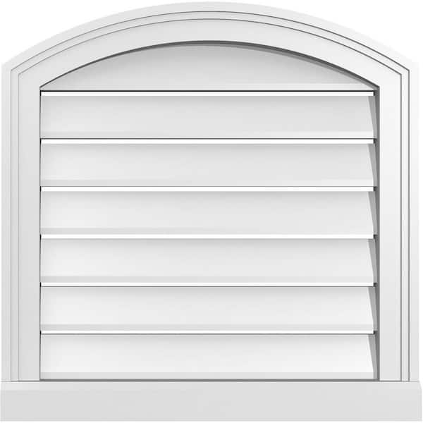 Ekena Millwork 20 in. x 42 in. Arch Top Surface Mount PVC Gable Vent: Decorative with Brickmould Sill Frame